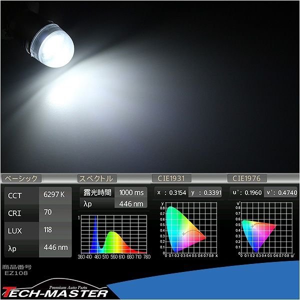 T10 LED キャンセラー内蔵 ウェッジ球 5050SMDホワイト バルブ 2個セット EZ108 | ブランド登録なし | 03