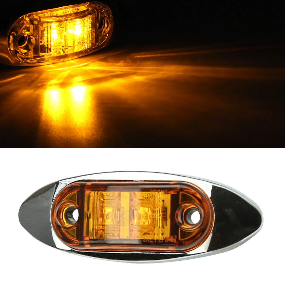 12V/24V 汎用 小型LEDクロムメッキ マーカー ランプ 防水 ホワイト