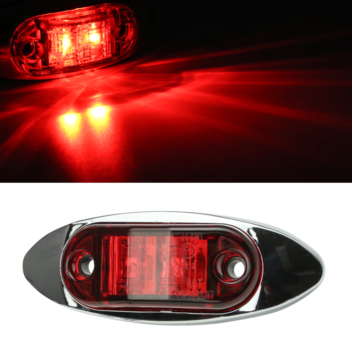 12V/24V 汎用 小型LEDクロムメッキ マーカー ランプ 防水 ホワイト