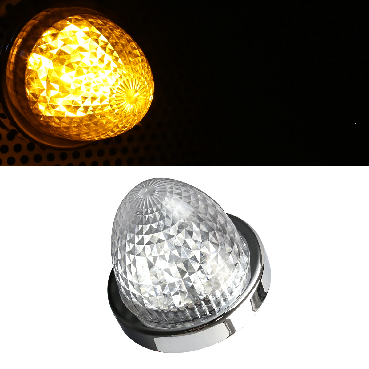 トラック サイドマーカー LED 24V 丸型 マーカーランプ 車幅灯 バスマーカー 高輝度 クリスタルレンズ メッキリング 4個セット FZ210-217-4SET |  | 01