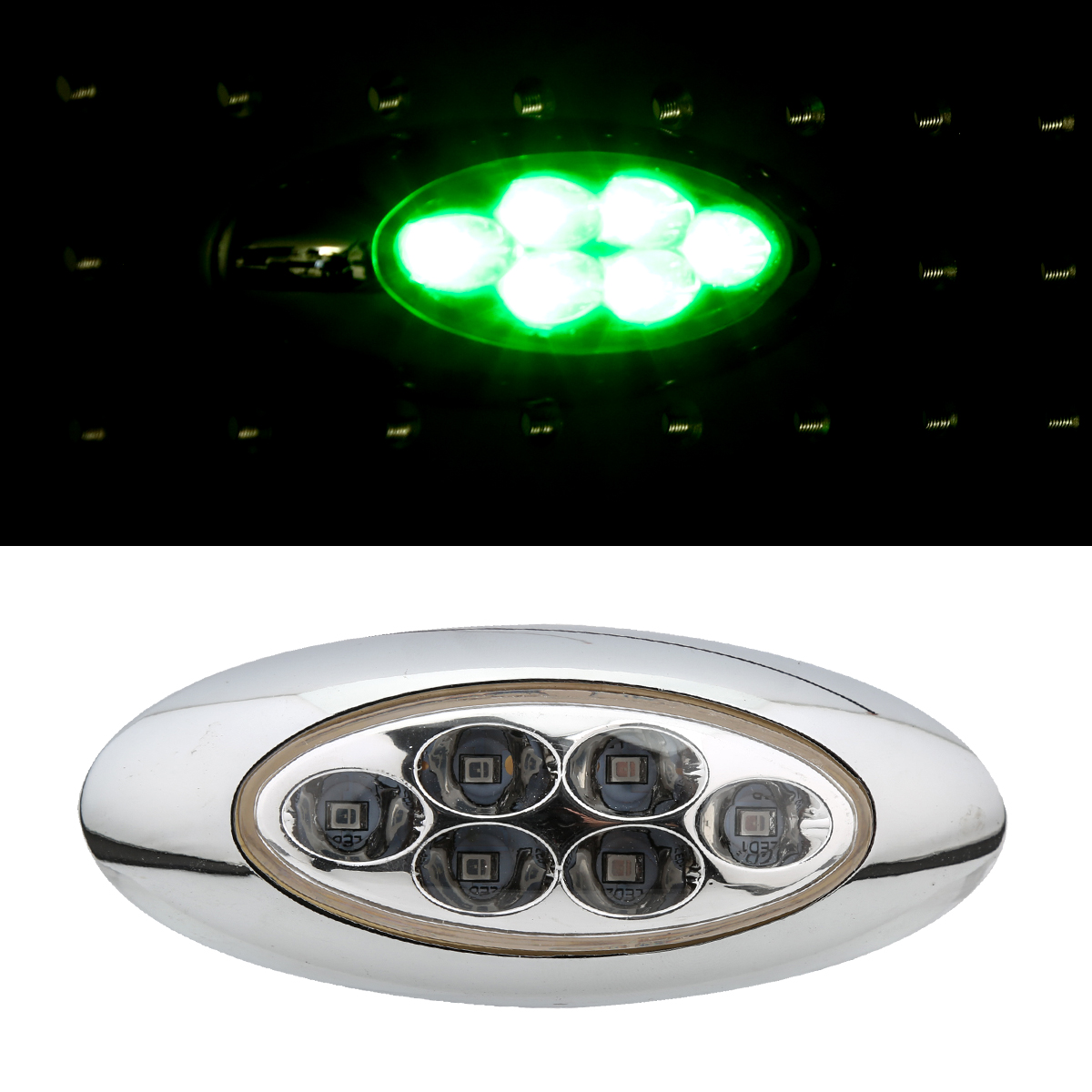 LEDマーカーランプ オーバル形状 DC12V/24V兼用 2段階点灯 汎用 LED6発