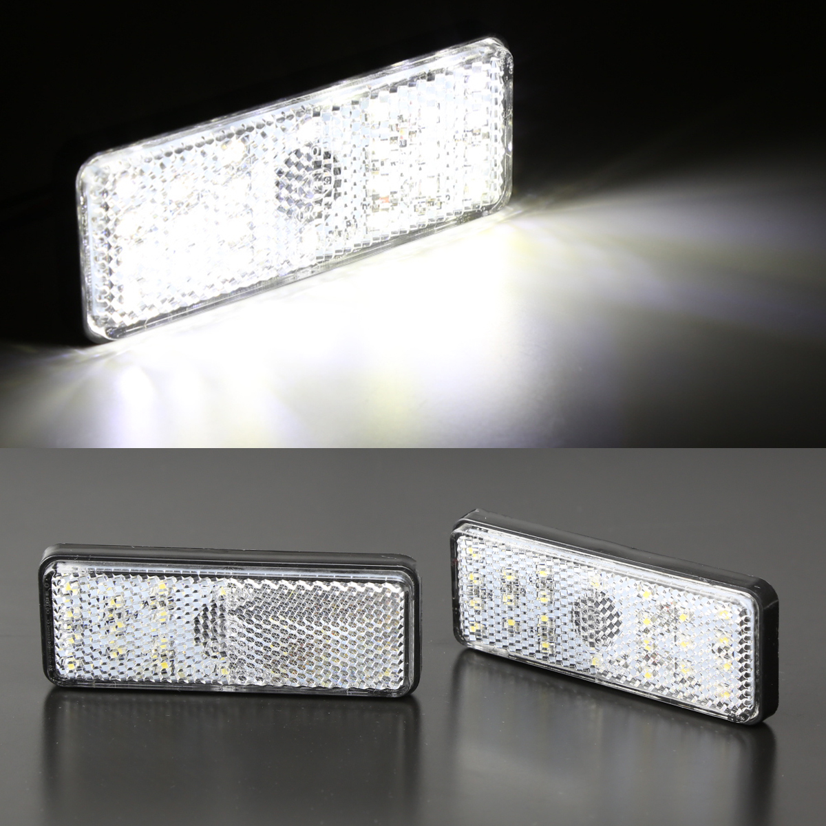 LEDリフレクター サイドマーカー 連動可 反射板 車高灯 12V/24V ホワイト/アンバー/レッド 汎用 2個セット | ブランド登録なし | 01