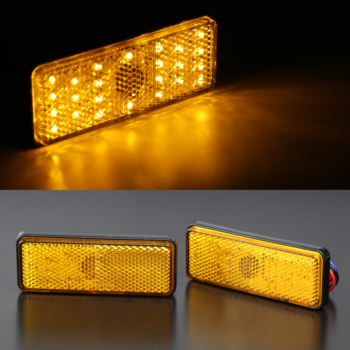 角形テール 汎用 LEDリフレクター 連動可 反射板 車高灯 24V専用 トラックなどに FZ054 | ブランド登録なし | 01