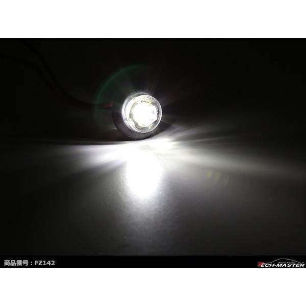 12V/24V 汎用LED 埋め込み型 マーカーランプ 防水 拡散型 車高灯 ホワイト FZ142｜tech｜05