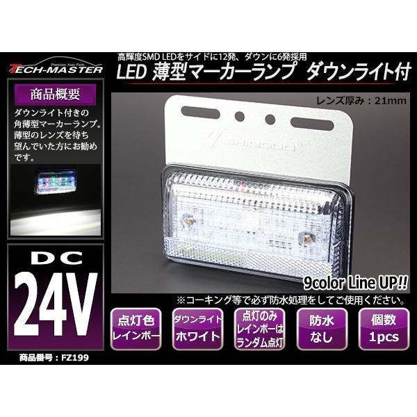 24V 薄型LEDマーカーランプ レインボー / ダウンライト ホワイト 路肩灯付 FZ199｜tech｜02