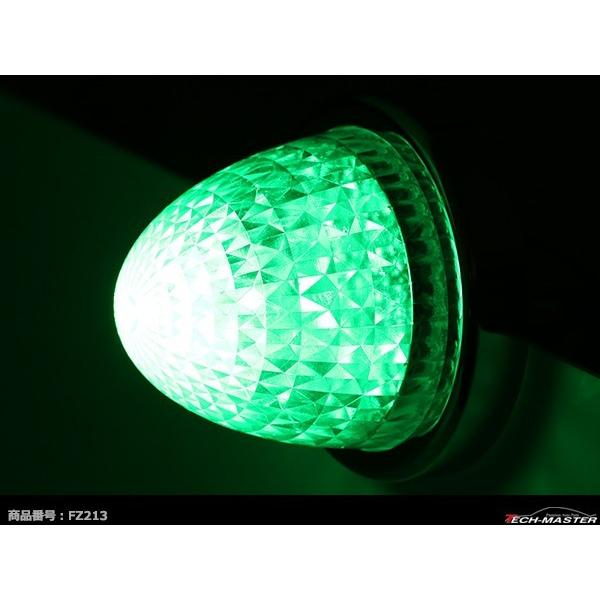 24V LEDサイドマーカー 4面カット クリスタルレンズ メッキリング バスマーカー クリアー/グリーン 緑 FZ213｜tech｜05