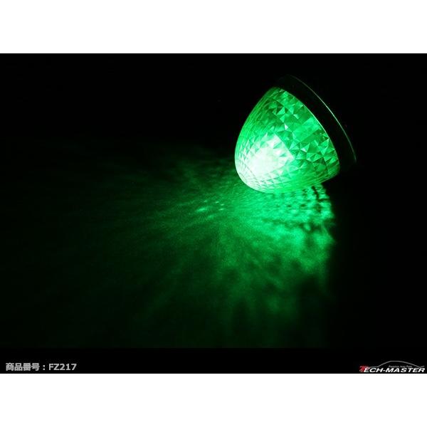 24V LEDサイドマーカー 4面カット クリスタルレンズ メッキリング バスマーカー グリーン/グリーン 緑 FZ217｜tech｜04