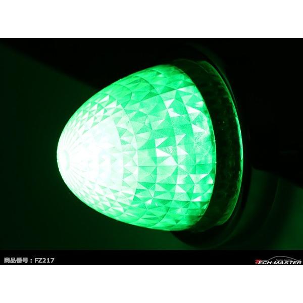 24V LEDサイドマーカー 4面カット クリスタルレンズ メッキリング バスマーカー グリーン/グリーン 緑 FZ217｜tech｜05