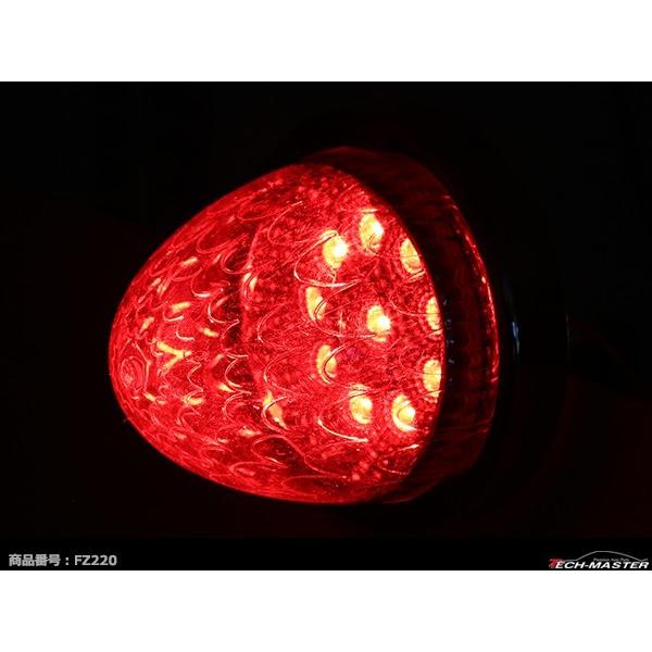 24V LEDサイドマーカー 波型レンズ メッキリング バスマーカー クリアー/レッド FZ220｜tech｜05