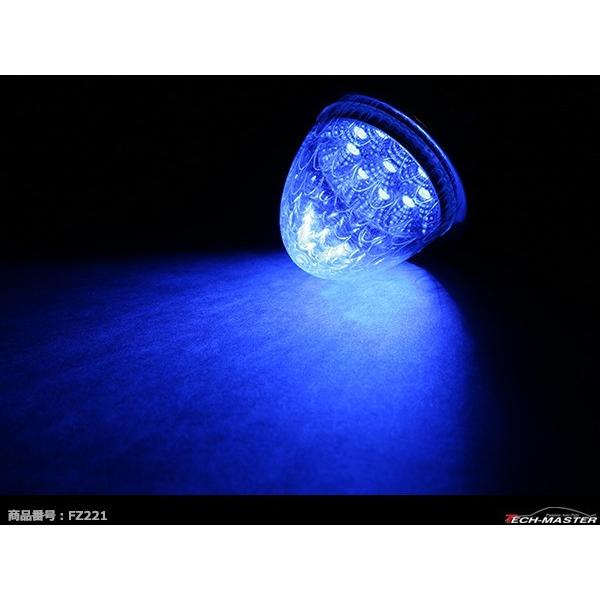 24V LEDサイドマーカー 波型レンズ メッキリング バスマーカー クリアー/ブルー FZ221｜tech｜04