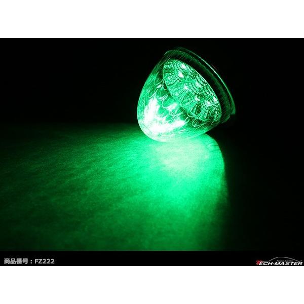 24V LEDサイドマーカー 波型レンズ メッキリング バスマーカー クリアー/グリーン 緑 FZ222｜tech｜04