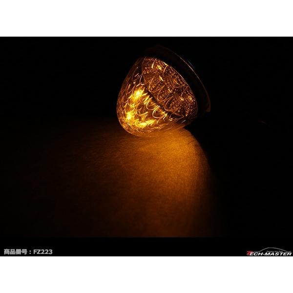 24V LEDサイドマーカー 波型レンズ メッキリング バスマーカー アンバー/アンバー FZ223｜tech｜04