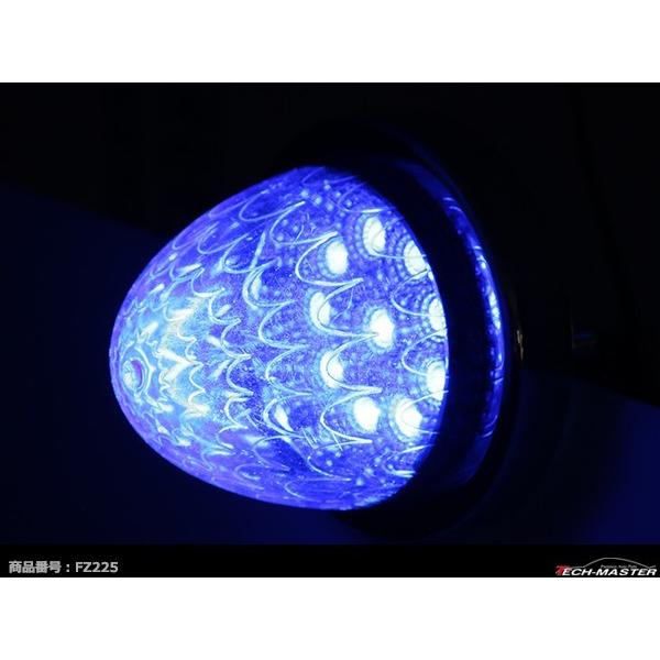 24V LEDサイドマーカー 波型レンズ メッキリング バスマーカー ブルー/ブルー FZ225｜tech｜05