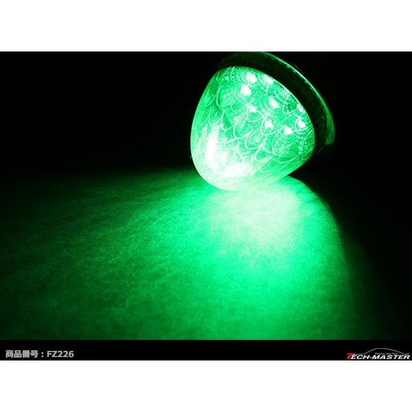 24V LEDサイドマーカー 波型レンズ メッキリング バスマーカー グリーン/グリーン 緑 FZ226｜tech｜04