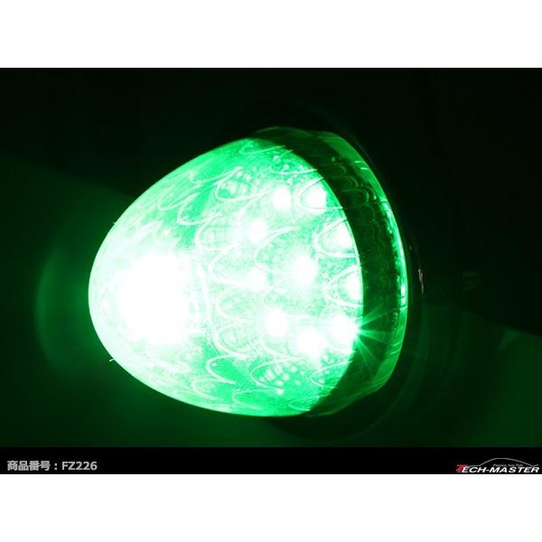 24V LEDサイドマーカー 波型レンズ メッキリング バスマーカー グリーン/グリーン 緑 FZ226｜tech｜05