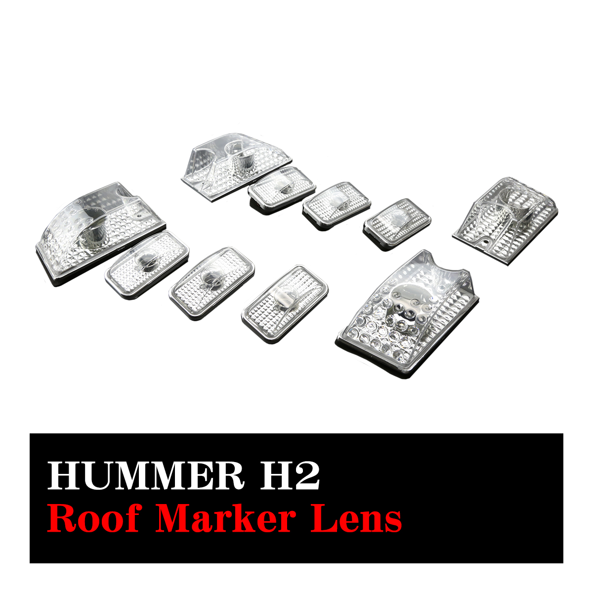 HUMMER H2用 ルーフ マーカーランプ レンズ 10点セット クリアーレンズ 