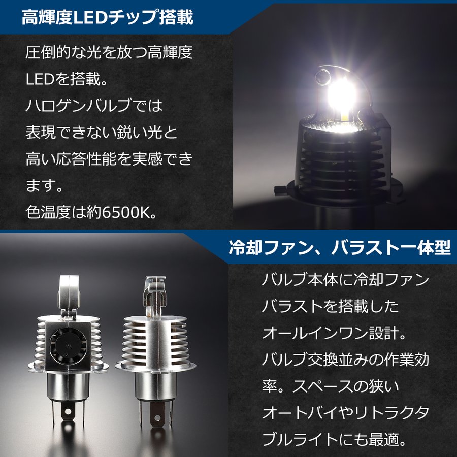 H4 LED ヘッドライト バルブ 車検対応 ホワイト オールインワン カットライン HZ104 | ブランド登録なし | 02