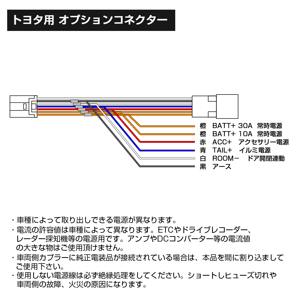 トヨタ用 オプションカプラー 40系 30系 アルファード ヴェルファイア 10系 シエンタ 電源取り出し オプションコネクター I-584 | ランドクルーザー | 03
