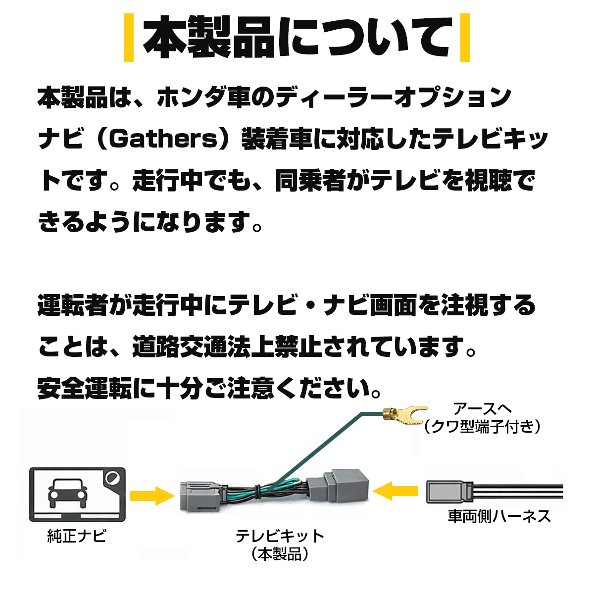 ホンダ テレビキット Gathers LXM-242ZFNi LXU-247NBi VXM-245ZFEi 走行中 TV 視聴 ナビ操作ができる 解除 I-607 | N-BOX | 02