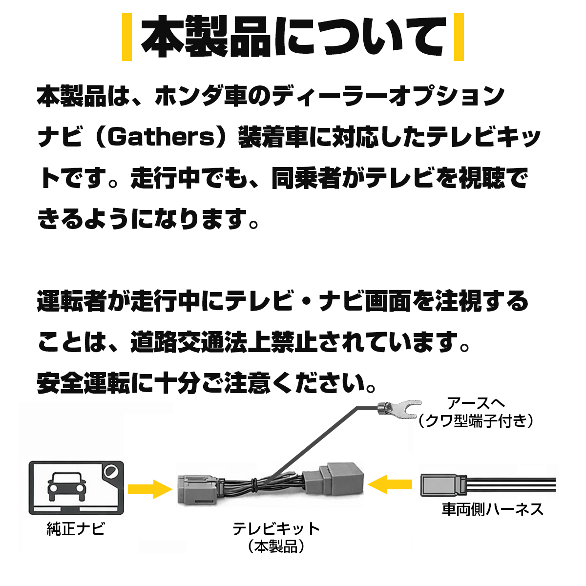 ホンダ テレビキット Gathers VXM-207VFNi VXU-205FTi VXU-207NBi 走行中 TV 視聴 ナビ操作ができる 解除 I-608 | N-BOX | 02