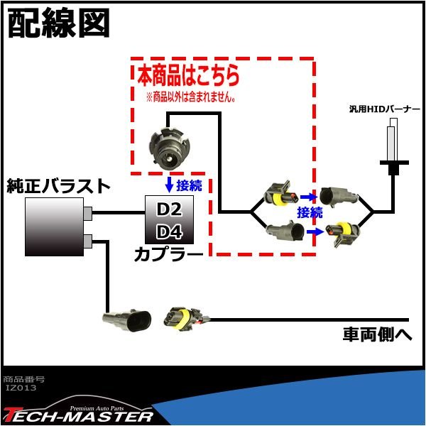 HIDバラスト 変換ケーブル D2S/D2R/D2C/D4S/D4R/D4C 2本 IZ013 | ブランド登録なし | 02