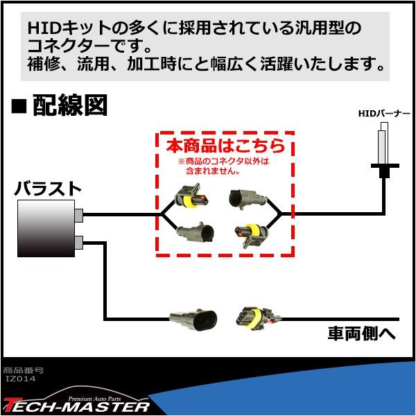 HID汎用 防水高圧コネクター バーナー/バラスト加工に 2組 IZ014 | ブランド登録なし | 02