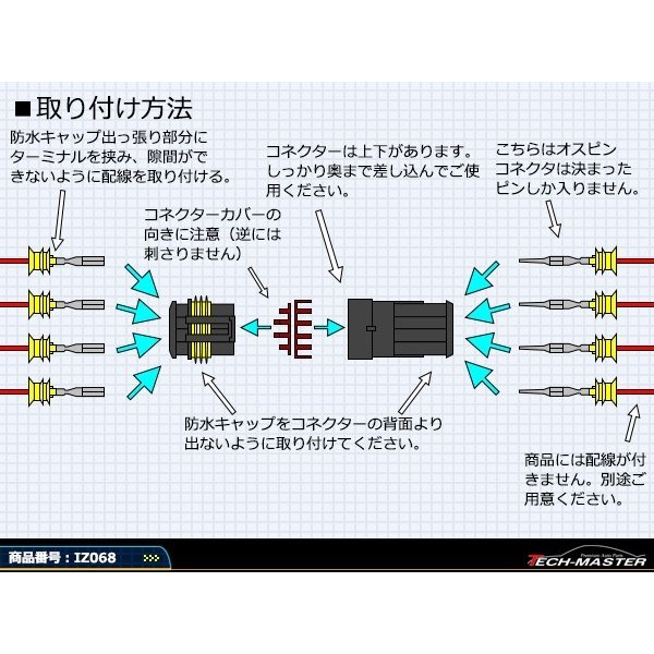 汎用 防水コネクター 4極 2組セット 電装品の取付に超便利 IZ068 | ブランド登録なし | 02