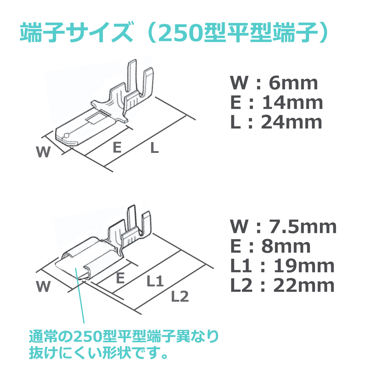 250型 平型端子 コネクター 極数1 ロック機能付き カプラー 3組セット IZ106 | ブランド登録なし | 02