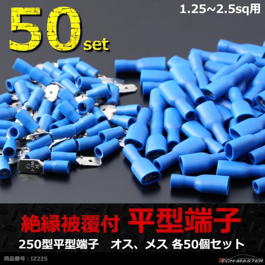 絶縁被膜付き 250型 平型端子 オス、メス 各50個セット 1.25〜2.5sq IZ225 | ブランド登録なし | 01