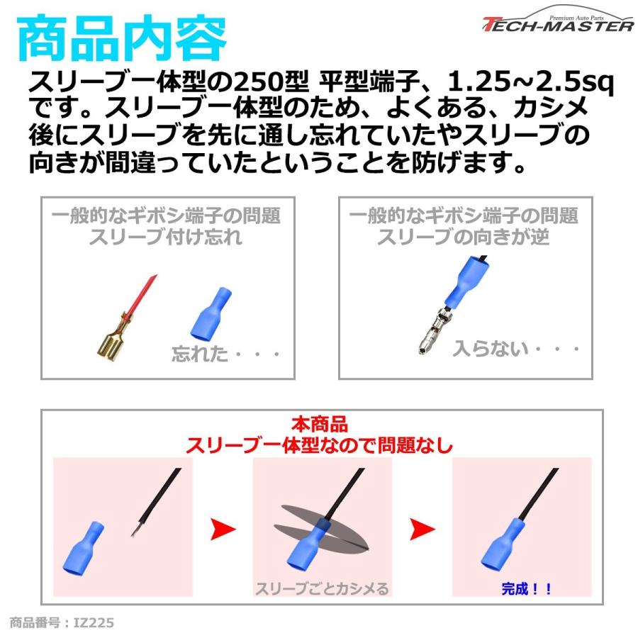 絶縁被膜付き 250型 平型端子 オス、メス 各50個セット 1.25〜2.5sq IZ225 | ブランド登録なし | 02