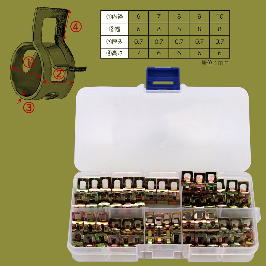 ホースバンド セット ホースクリップ 5種類 合計75個 板ばね式 IZ536 | ブランド登録なし | 03