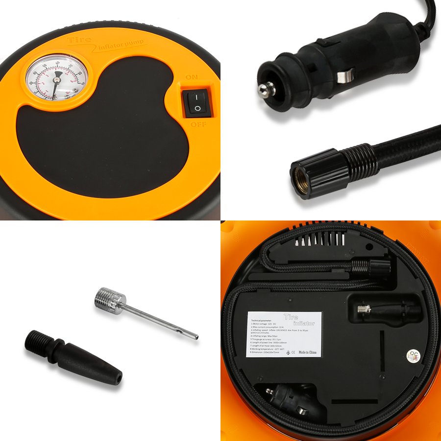 エアーコンプレッサー 12V 電動 シガー給電式 エアコンプレッサー エアーポンプ 自動車タイヤエアーポンプ コンプレッサー 電動 空気入 車載用 IZ538 | ブランド登録なし | 03