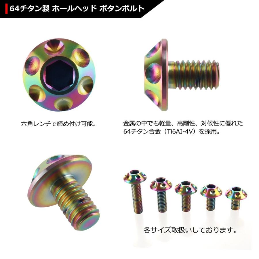 64チタンボルト M6×10mm P1.0 頭部径14mm テーパー ホールヘッド 六角穴 ワイドフランジ 焼きチタンカラー 1個 JA006 | ブランド登録なし | 02