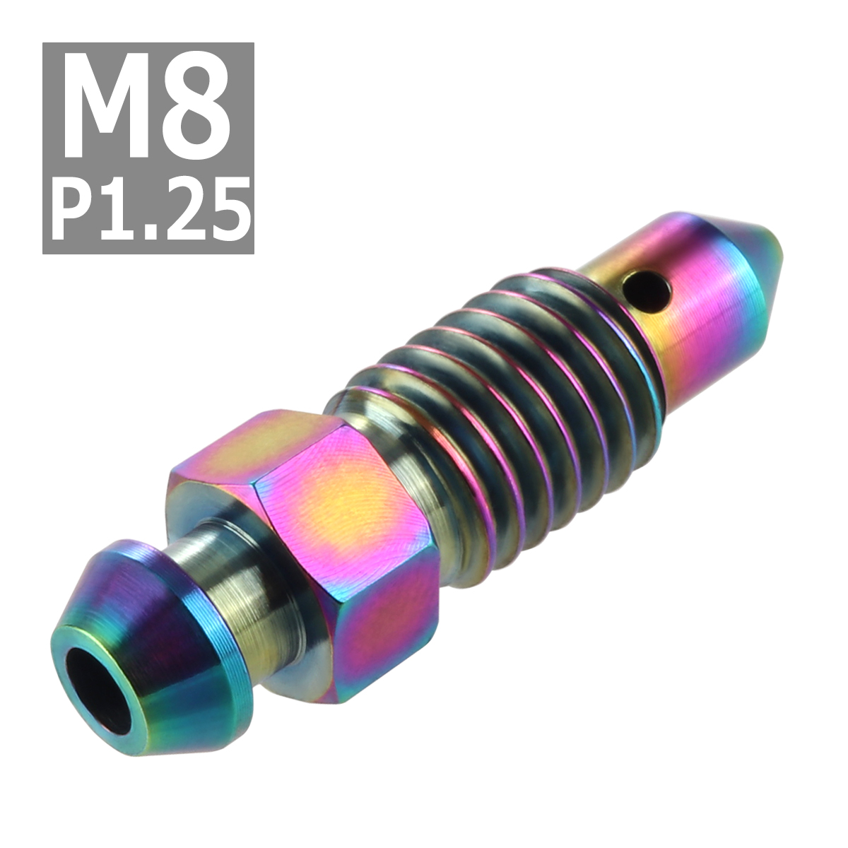 64チタンボルト エアブリード スクリュー M8 P1.25 エアブリーダー バルブ 焼きチタンカラー ライトカラー 1個 JA028 | ブランド登録なし | 03