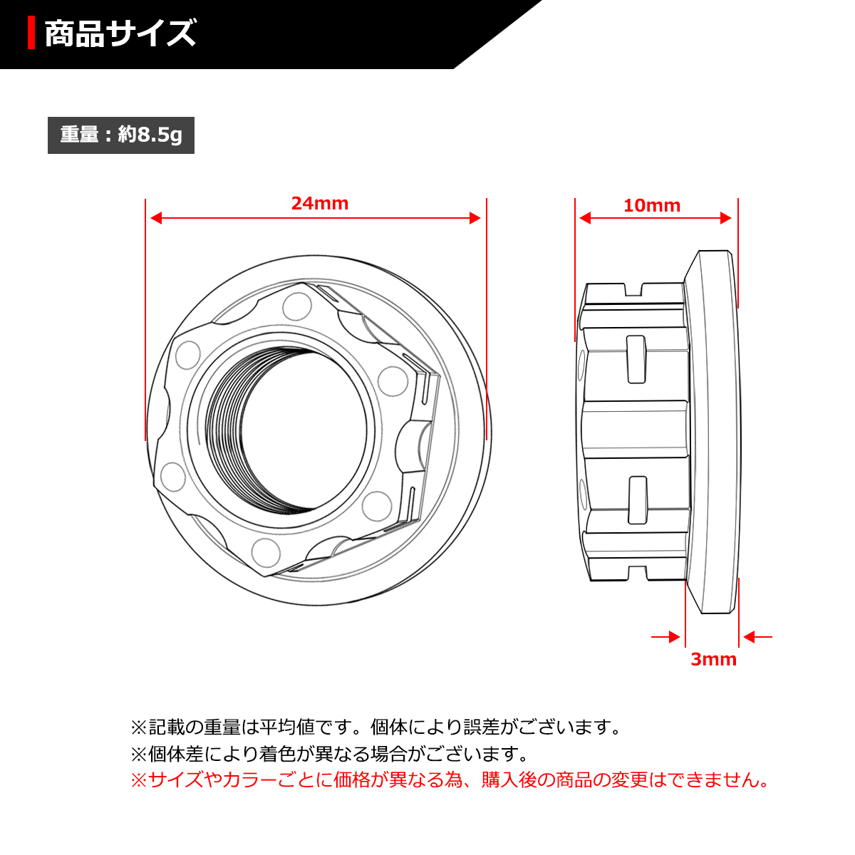 64チタンナット M12 P1.25 六角ナット デザインナット フランジ付き セレート無し 焼きチタンカラー 1個 JA038 | ブランド登録なし | 01