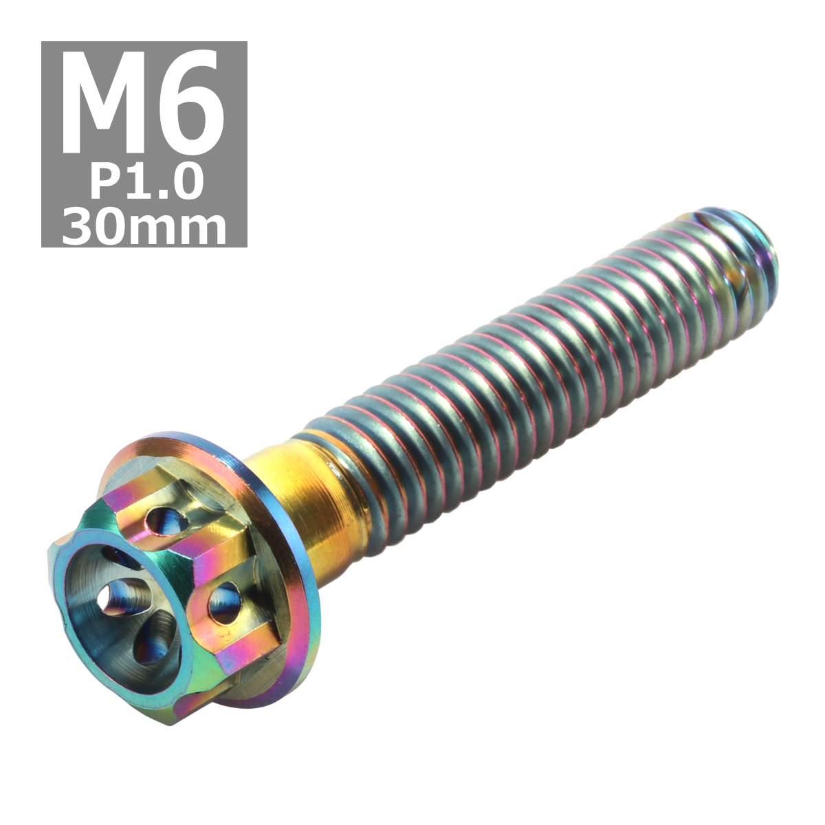64チタンボルト M6×30mm P1.0 ホールヘッド 六角ボルト フランジ付 焼きチタンカラー 1個 JA056 | ブランド登録なし | 03