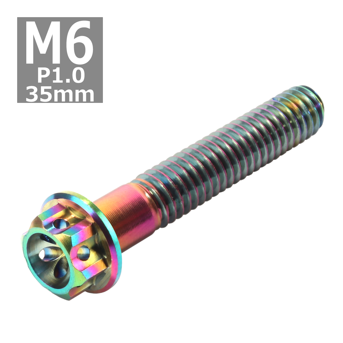 64チタンボルト M6×35mm P1.0 ホールヘッド 六角ボルト フランジ付 焼きチタンカラー 1個 JA057 | ブランド登録なし | 03