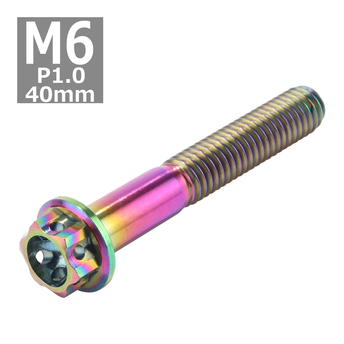 64チタンボルト M6×40mm P1.0 ホールヘッド 六角ボルト フランジ付 焼きチタンカラー 1個 JA058 | ブランド登録なし | 03
