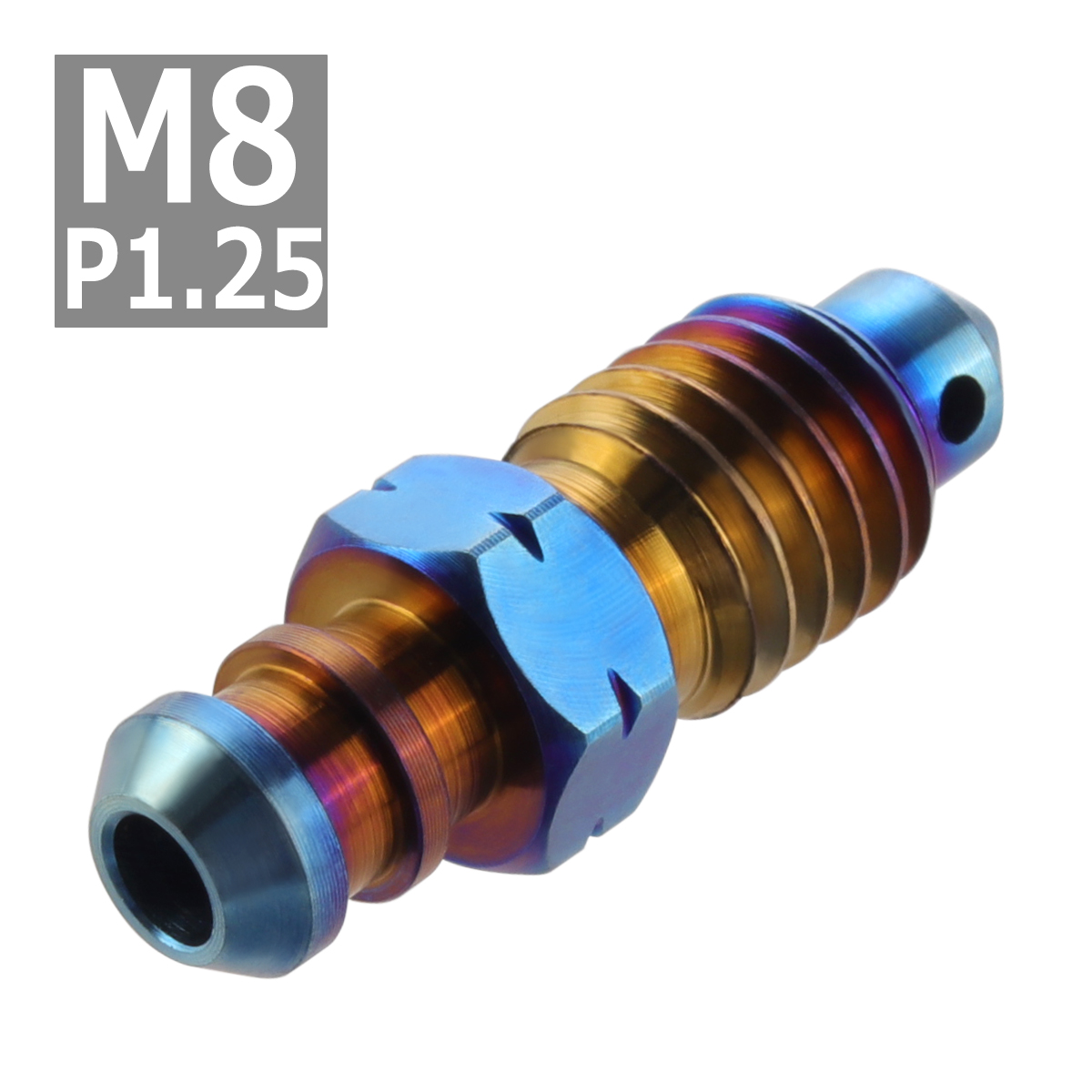 64チタンボルト エアブリード スクリュー M8 P1.25 エアブリーダー バルブ 焼きチタンカラー 1個 JA084 | ブランド登録なし | 03