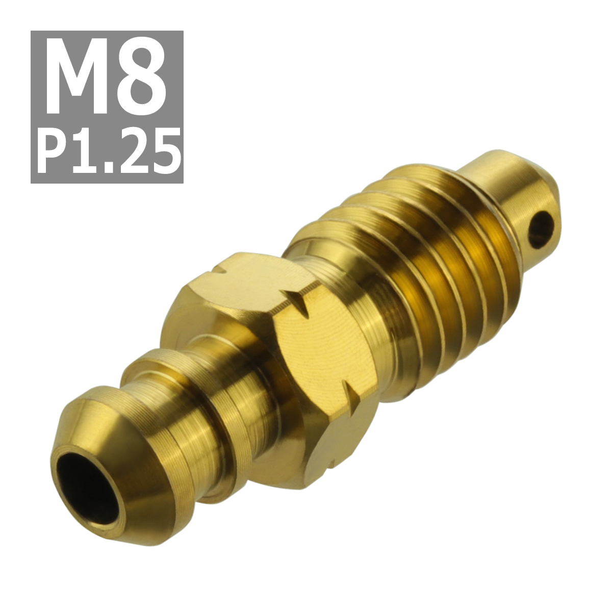 64チタンボルト エアブリード スクリュー M8 P1.25 エアブリーダー バルブ ゴールドカラー 1個 JA086 | ブランド登録なし | 03