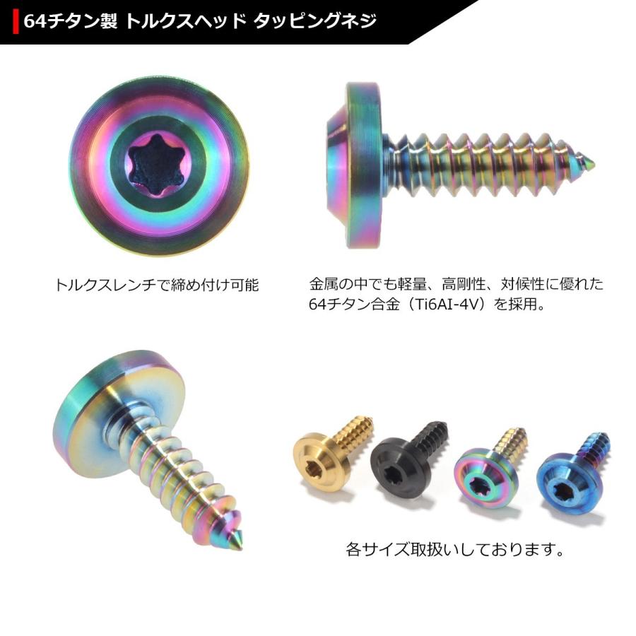 64チタンネジ M5×16mm タッピングネジ トルクス穴 フランジ付き レインボーカラー 虹色 1個 JA095 | ブランド登録なし | 02