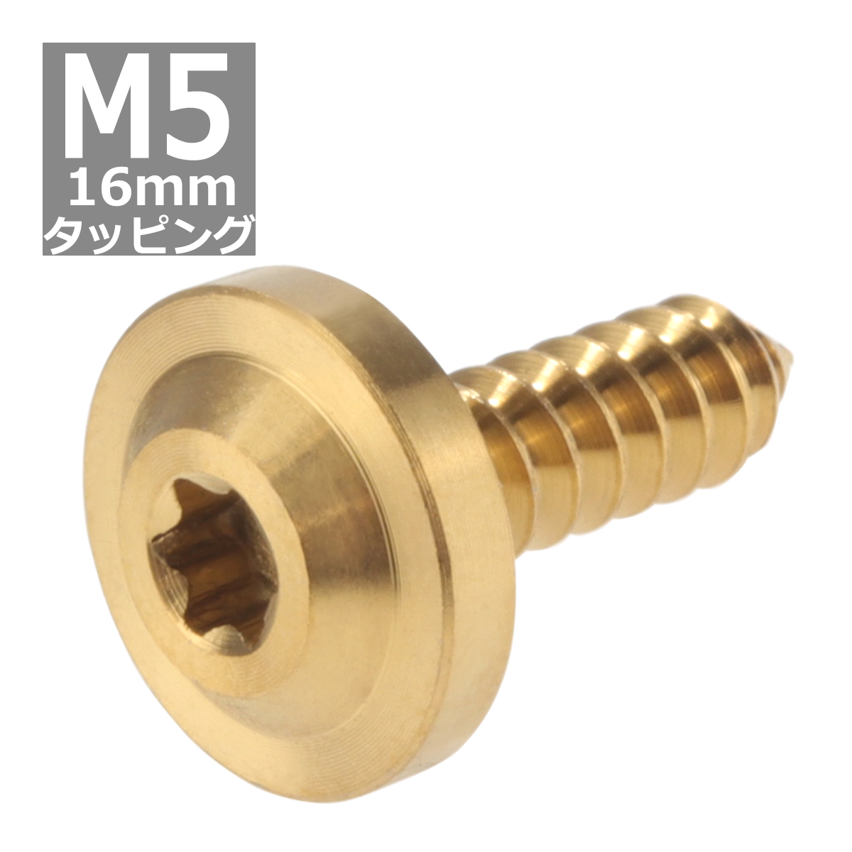 64チタンネジ M5×16mm タッピングネジ トルクス穴 フランジ付き ゴールドカラー 1個 JA096 | ブランド登録なし | 03