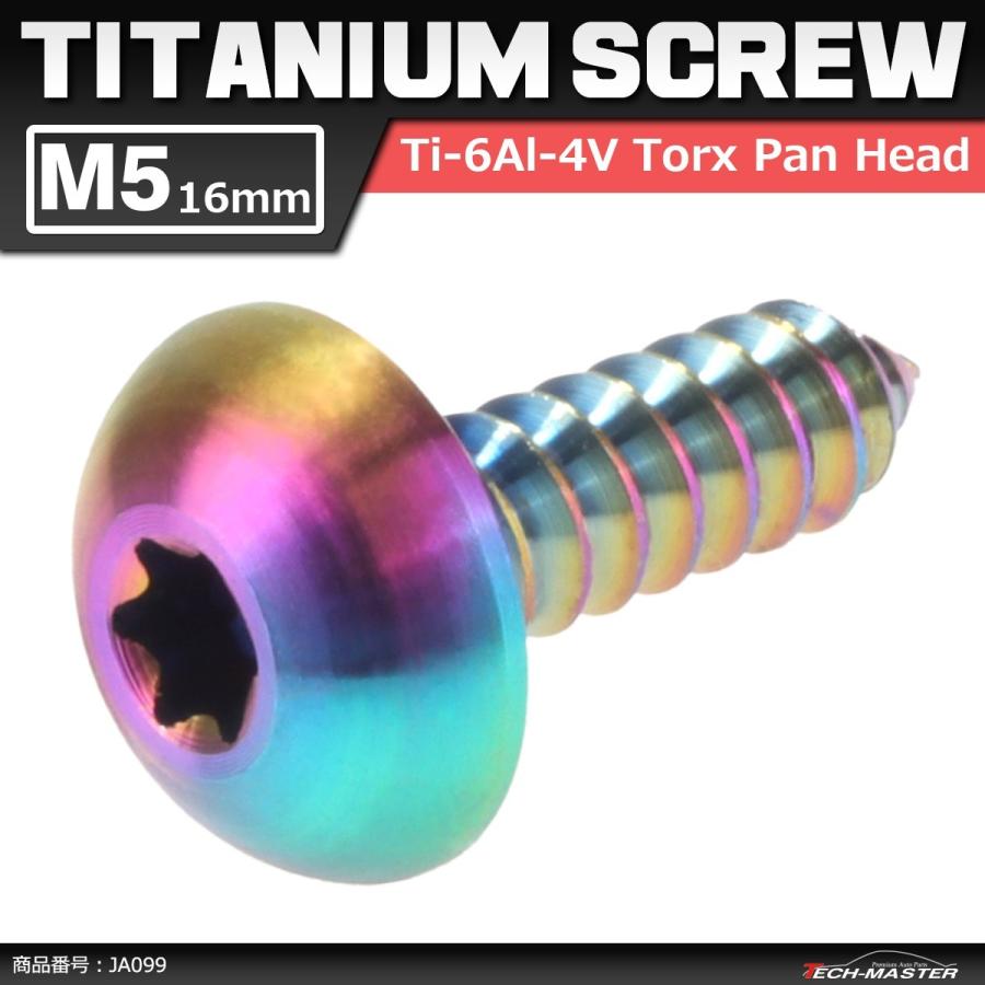 64チタンネジ M5×16mm トラスヘッド タッピングネジ トルクス穴 レインボーカラー 虹色 1個 JA099 | ブランド登録なし