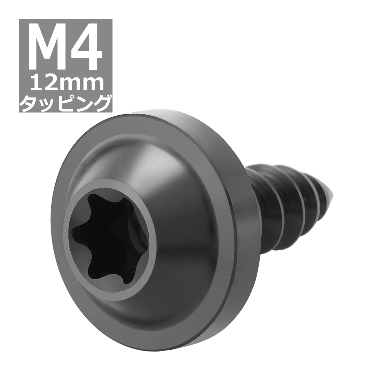 64チタンネジ M4×12mm タッピングネジ トルクス穴 フランジ付き ブラック 1個 JA1022 | ブランド登録なし | 03