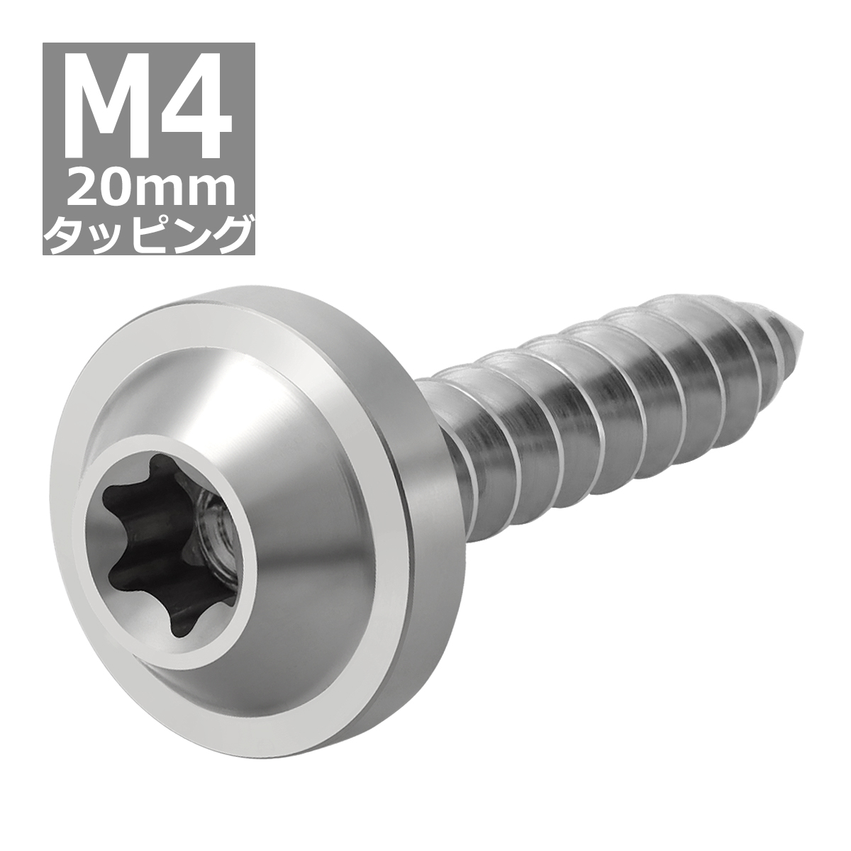 64チタンネジ M4×20mm タッピングネジ トルクス穴 フランジ付き シルバーカラー 1個 JA1027 | ブランド登録なし | 03