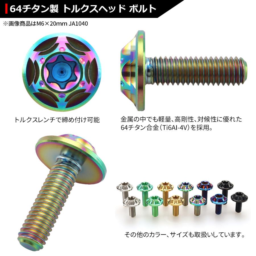 64チタンボルト M6×15mm P1.0 頭部径16mm ワイドフランジ トルクス穴 ボタンボルト レインボーカラー 1個 JA1034 | ブランド登録なし | 02