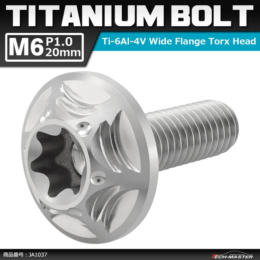64チタンボルト M6×20mm P1.0 頭部径16mm ワイドフランジ トルクス穴 ボタンボルト シルバーカラー 1個 JA1037 | ブランド登録なし