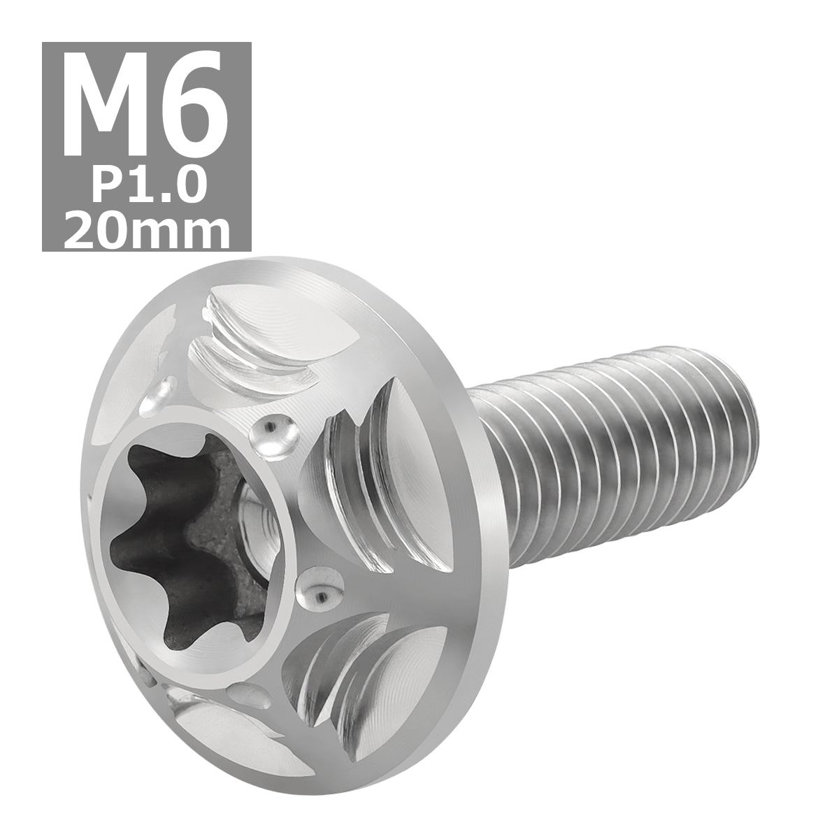 64チタンボルト M6×20mm P1.0 頭部径16mm ワイドフランジ トルクス穴 ボタンボルト シルバーカラー 1個 JA1037 | ブランド登録なし | 03