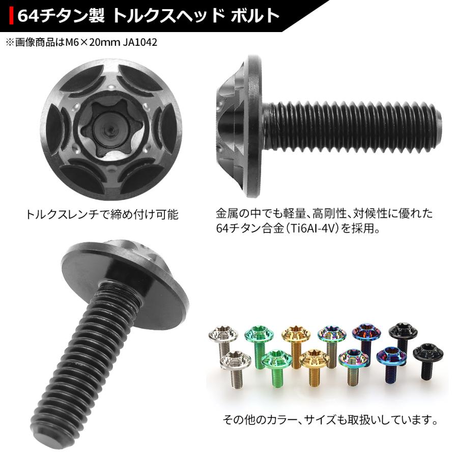 64チタンボルト M6×20mm P1.0 頭部径16mm ワイドフランジ トルクス穴 ボタンボルト ブラック 1個 JA1042 | ブランド登録なし | 02