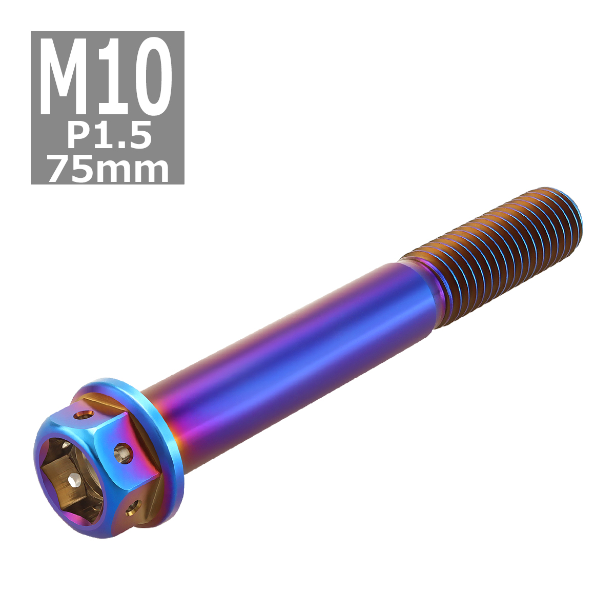 64チタンボルト M10×75mm P1.5 ホールヘッド 六角ボルト フランジ付 焼きチタンカラー 1個 JA1095 | Mitchell&Ness | 03